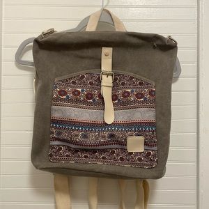 Boho Patterned Convertible Canvas Backpack